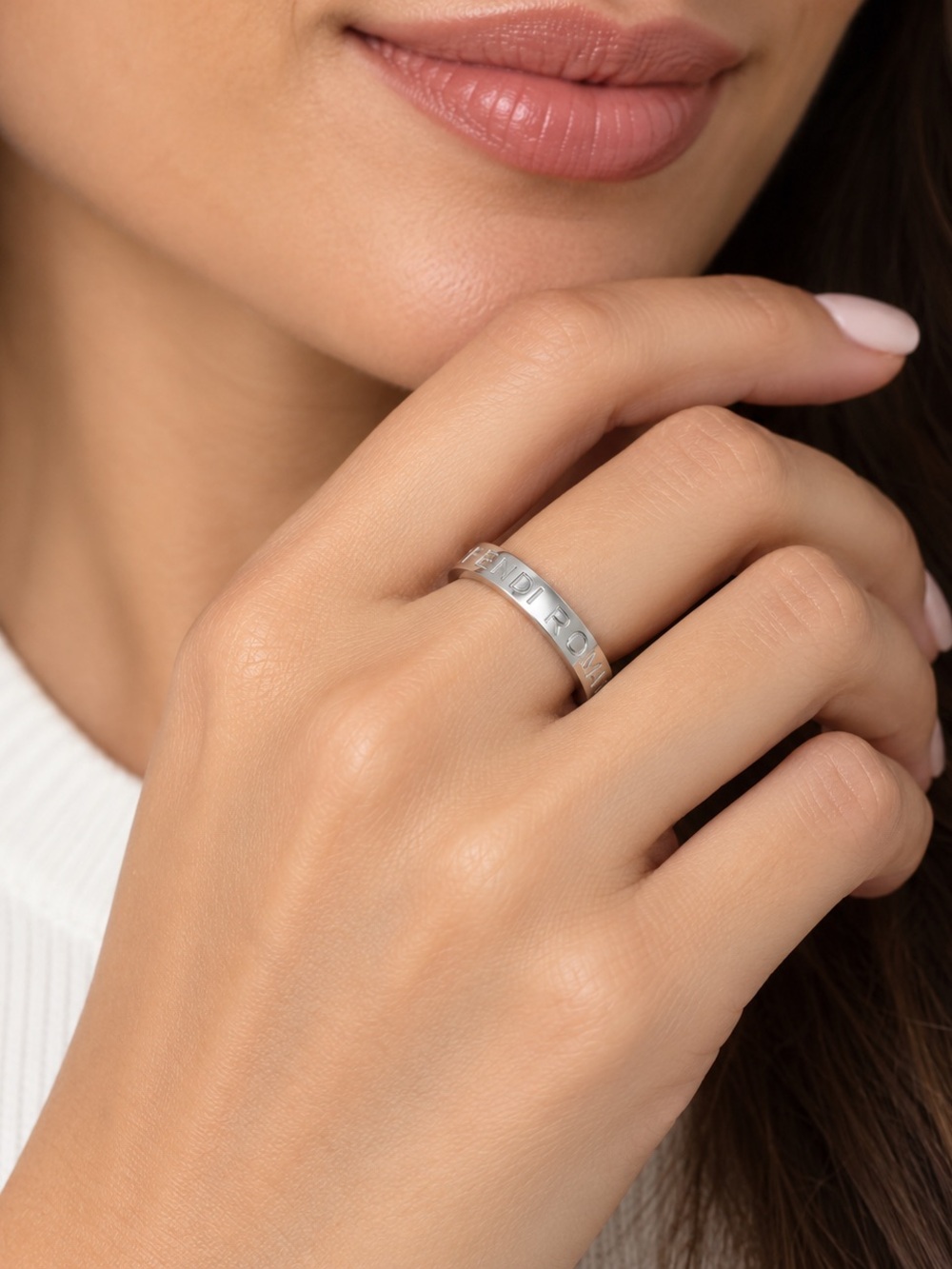 Fendi Roma Silver Metallic Engraved Band